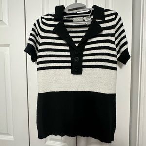 White Stag Double Collar short sleeves Striped sweater